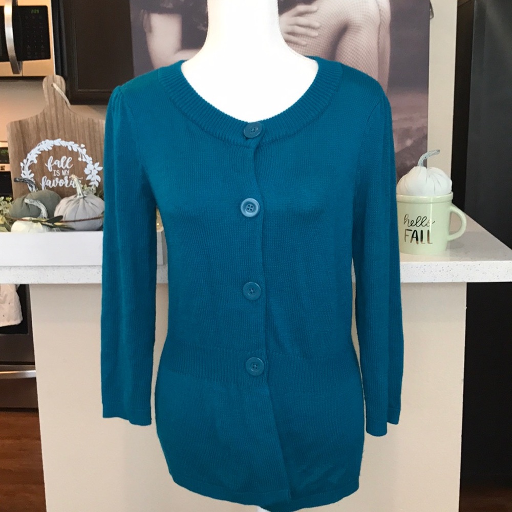 👗✨Ann Taylor teal blue cardigan
